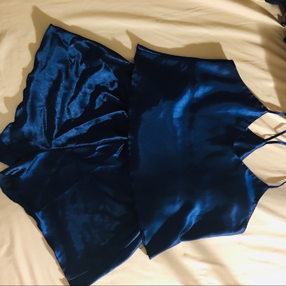 Blue silk pajama set